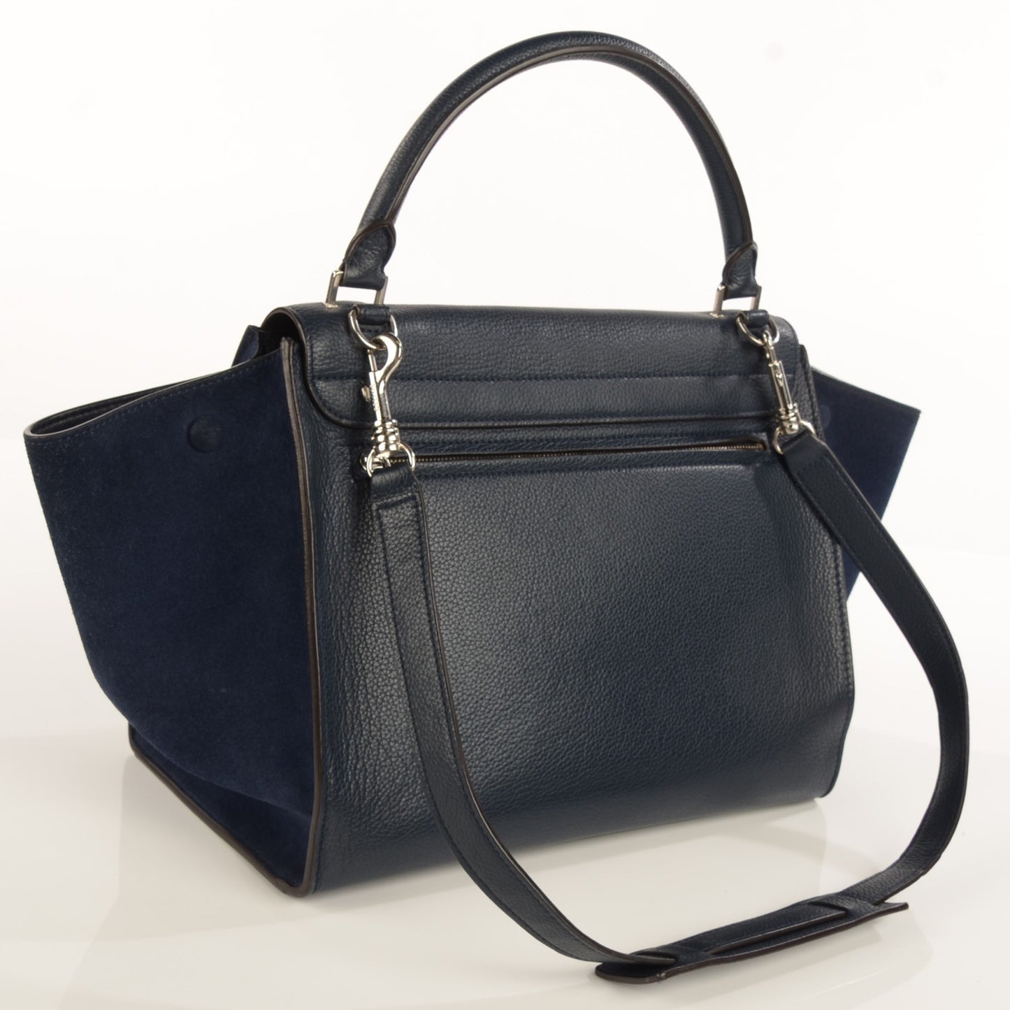 Drummed Calfskin Suede Medium Trapeze Navy