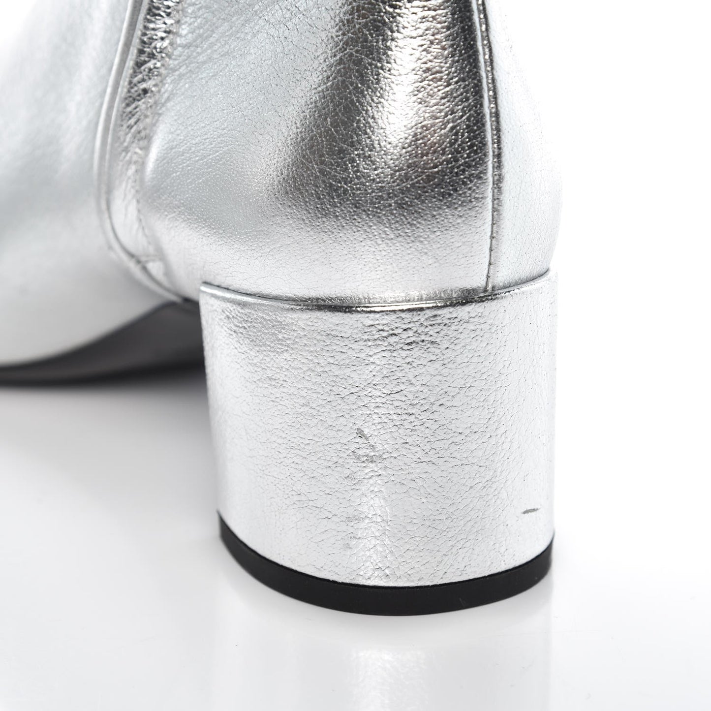 Metallic Calfskin Loulou 50 Ankle Booties 37 Silver
