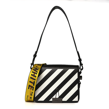 Off-White Saffiano Striped Diag Binder Flap Bag Black White 1 of 8