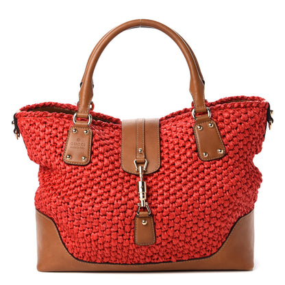 Gucci Raffia Large Santa Monica Tote Red 1 of 9