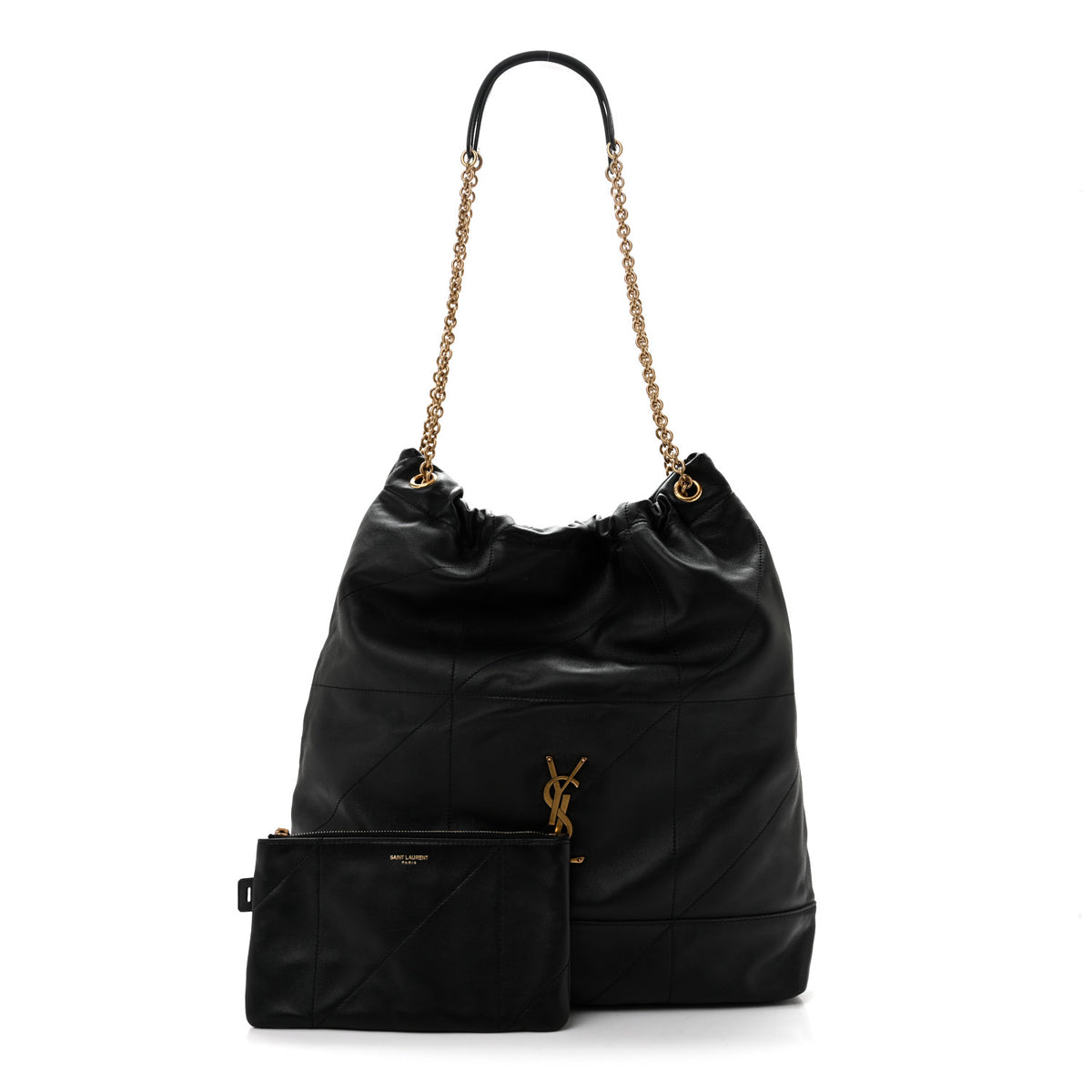 Lambskin Matelasse Monogram Large Jamie 4.3 Pochon Black