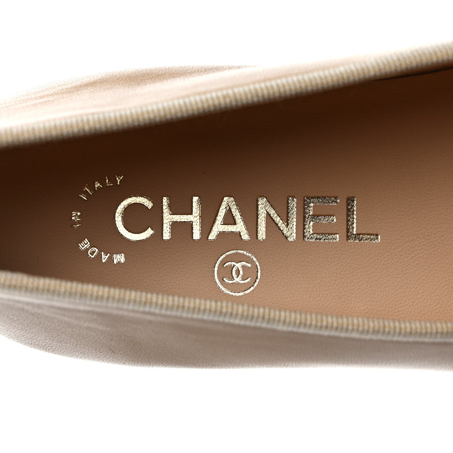 Lambskin Cap Toe CC Ballerina Flats 37 Beige Black