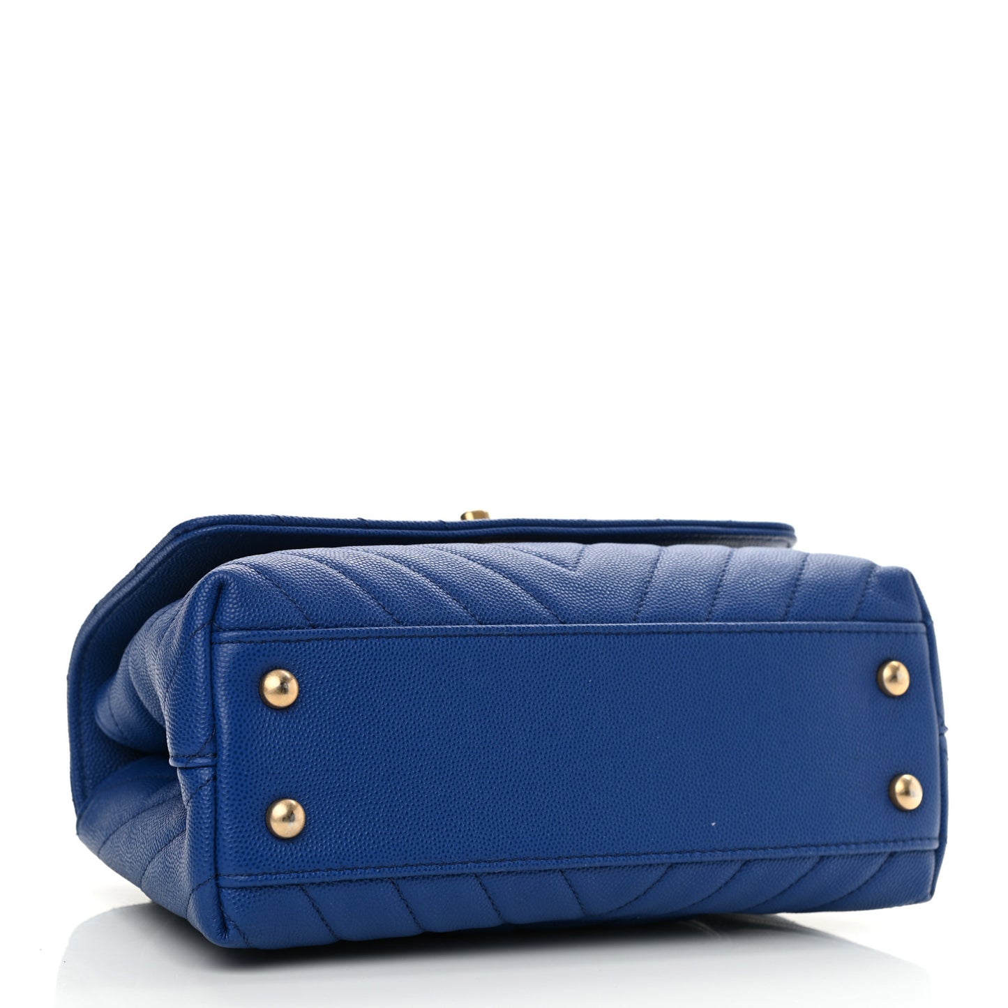 Caviar Chevron Quilted Mini Coco Handle Flap Blue