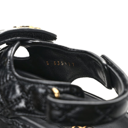Chanel Lambskin Lambskin Quilted Velcro Dad Sandals 37 Black 8 of 8