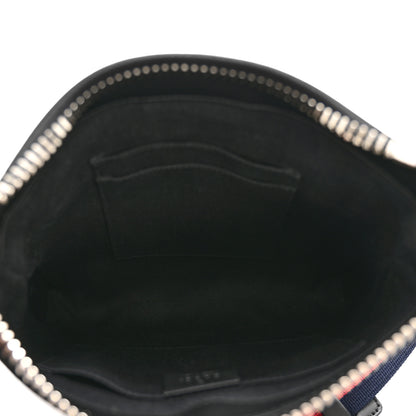 Gucci GG Supreme Monogram Web Small Flat Messenger Bag Black Grey 5 of 13