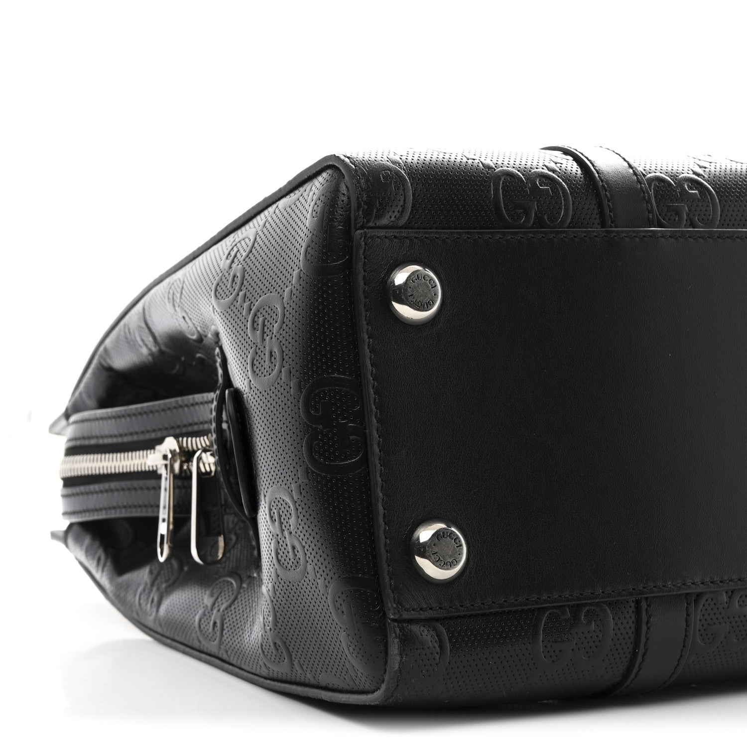 Gucci Calfskin GG Tennis Embossed Tote Bag Black 9 of 11
