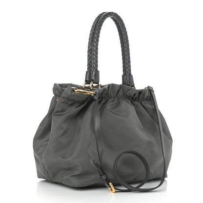 Prada Tessuto Nylon Nappa Braided Top Handle Tote Grey 3 of 20