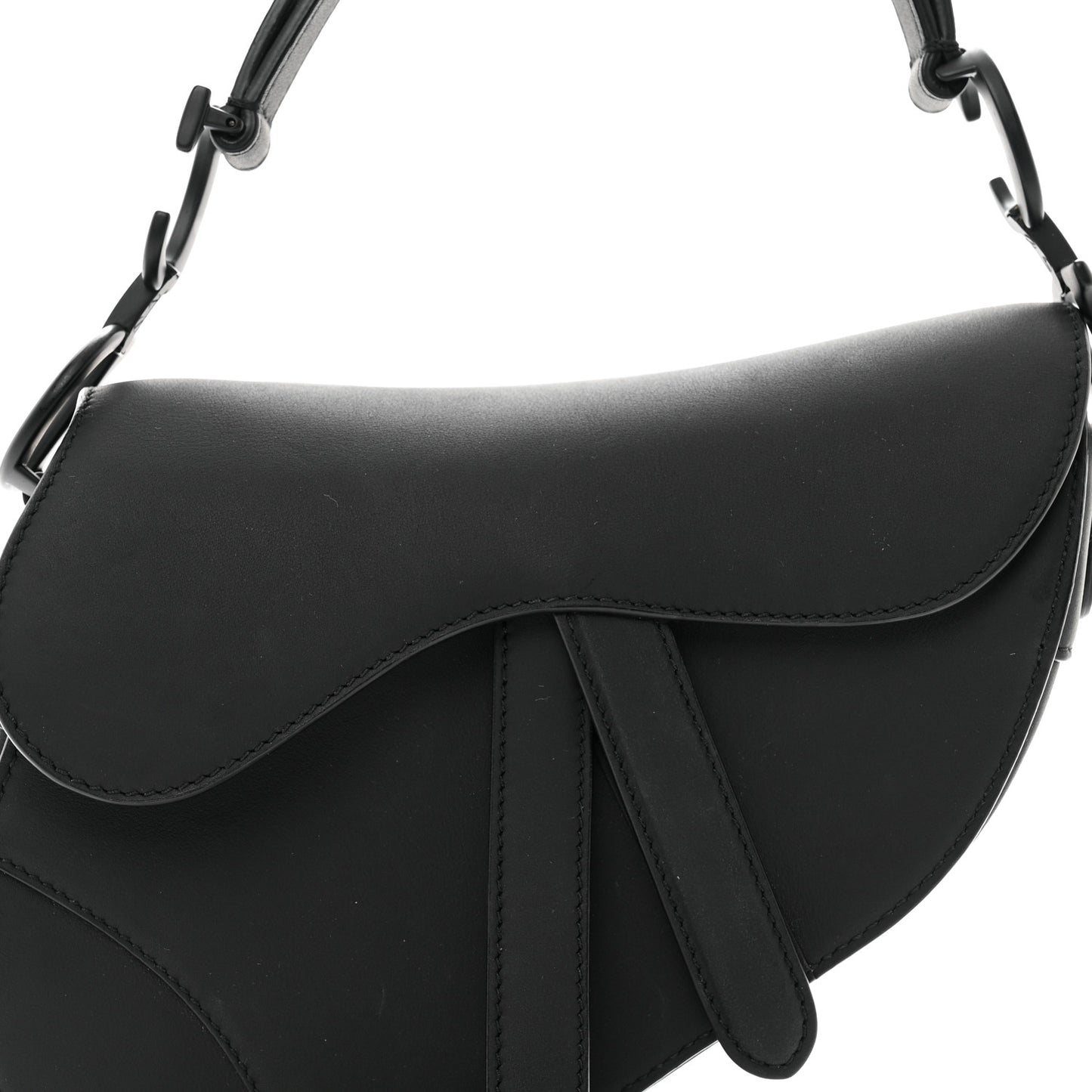 Ultra Matte Calfskin Mini Saddle Bag Black