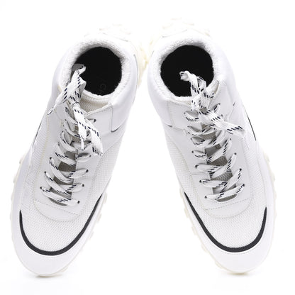 Chanel Calfskin Mesh Lycra Womens Logo High Top Sneakers 39 White 5 of 11