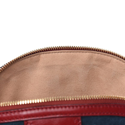 Gucci Suede Calfskin Web Small Ophidia Dome Shoulder Bag New Blue Romantic Cherry 8 of 11