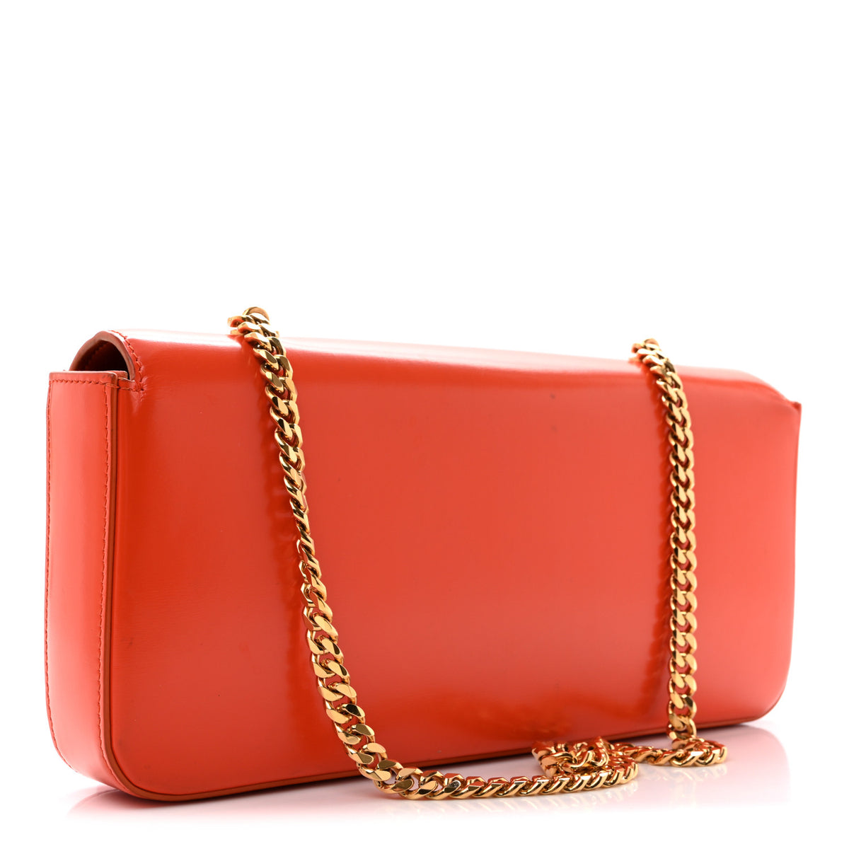 Shiny Calfskin Triomphe Chain Shoulder Bag Pop Orange