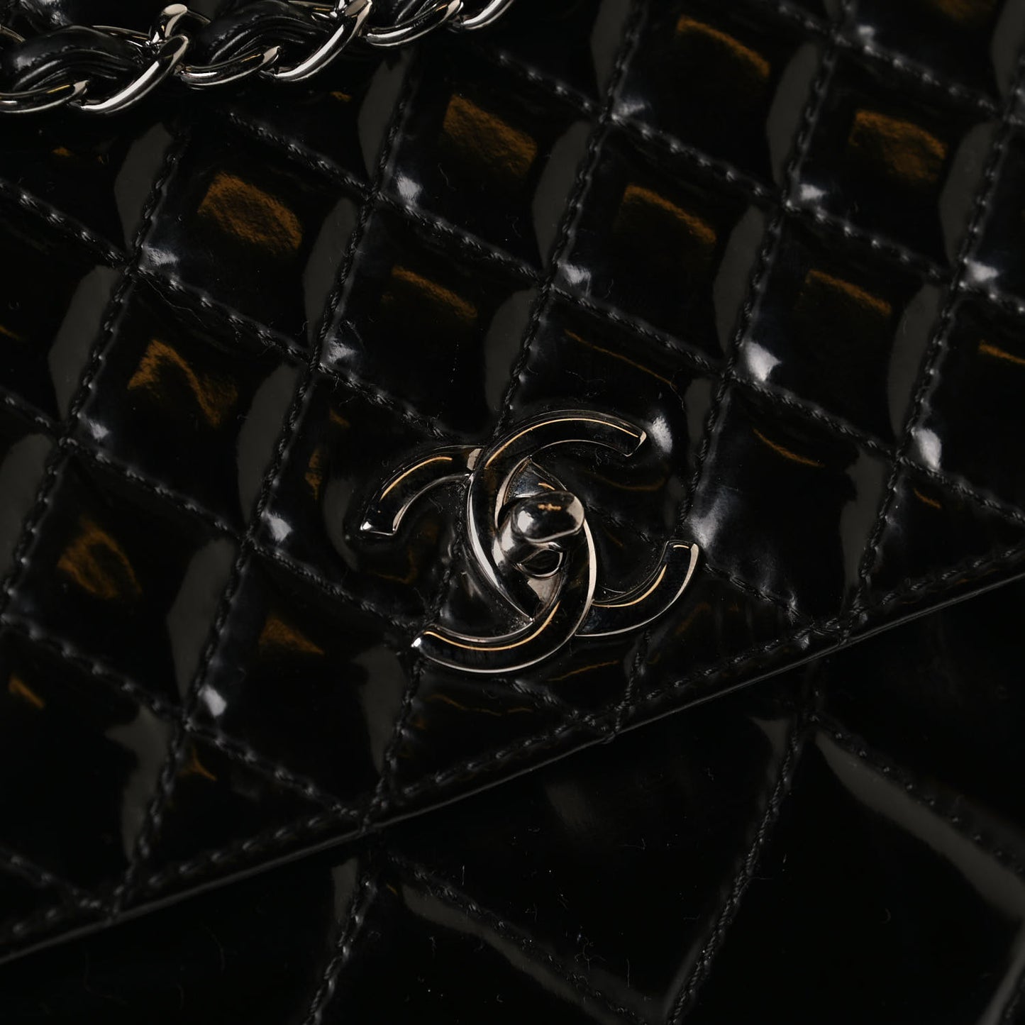 Vinyl Quilted In the Business Flap Bag Black