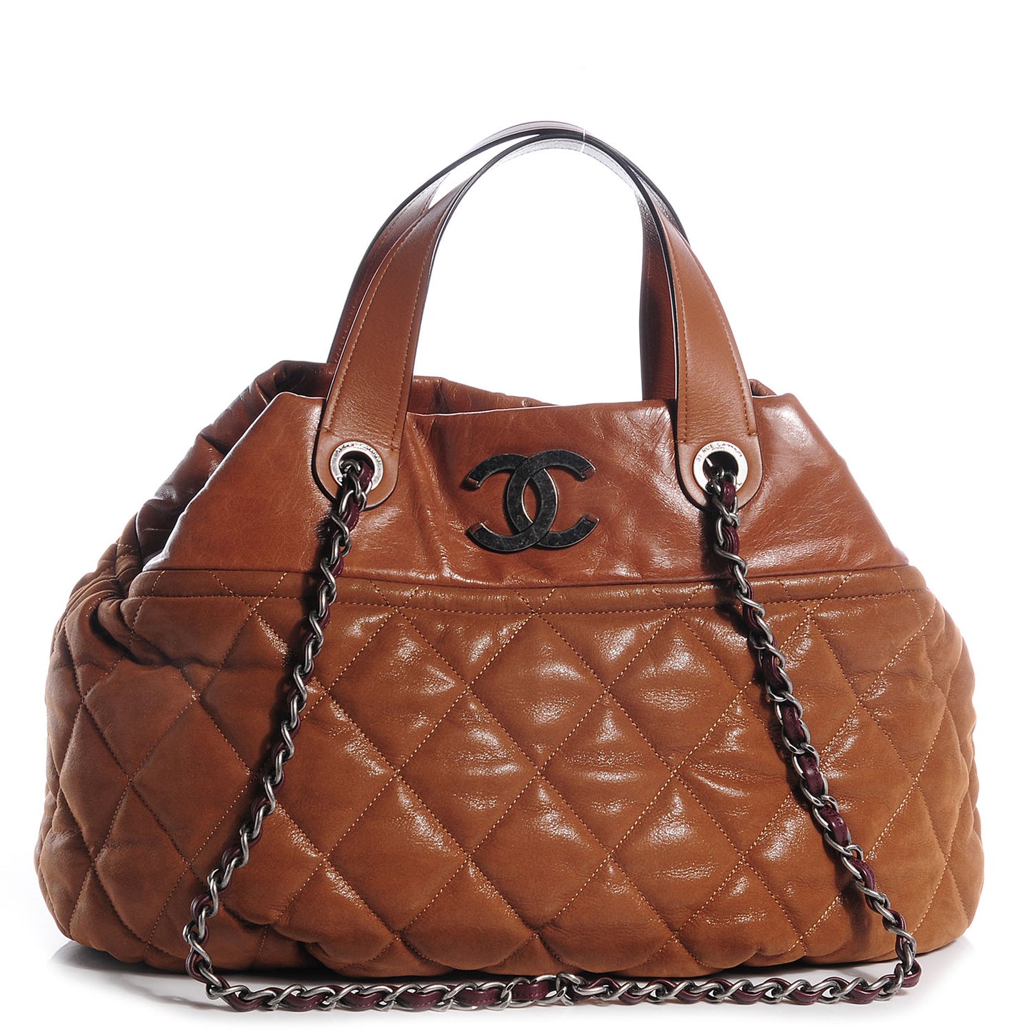 Iridescent Calfskin Large In The Mix Tote Light Brown