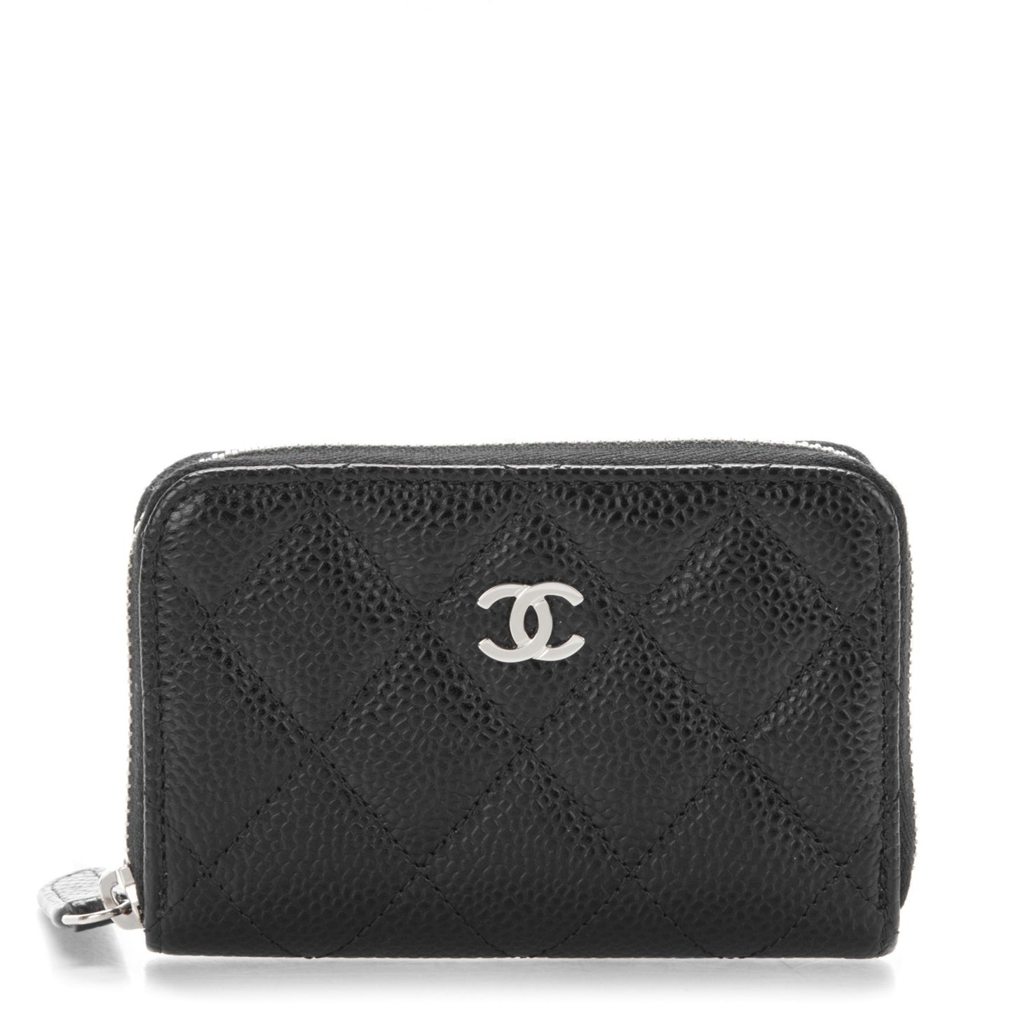 Caviar Quilted Zip Coin Purse Black