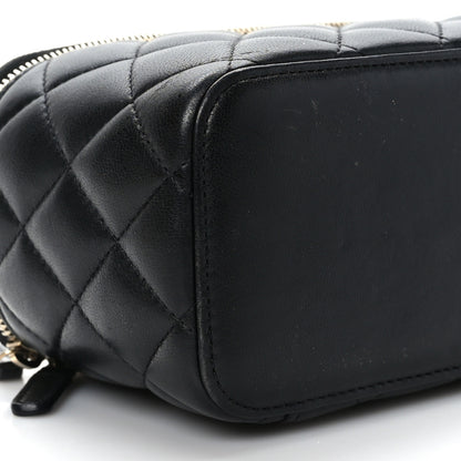 Chanel Lambskin Quilted Pearl Crush Small Vanity Case With Chain Black 9 of 10