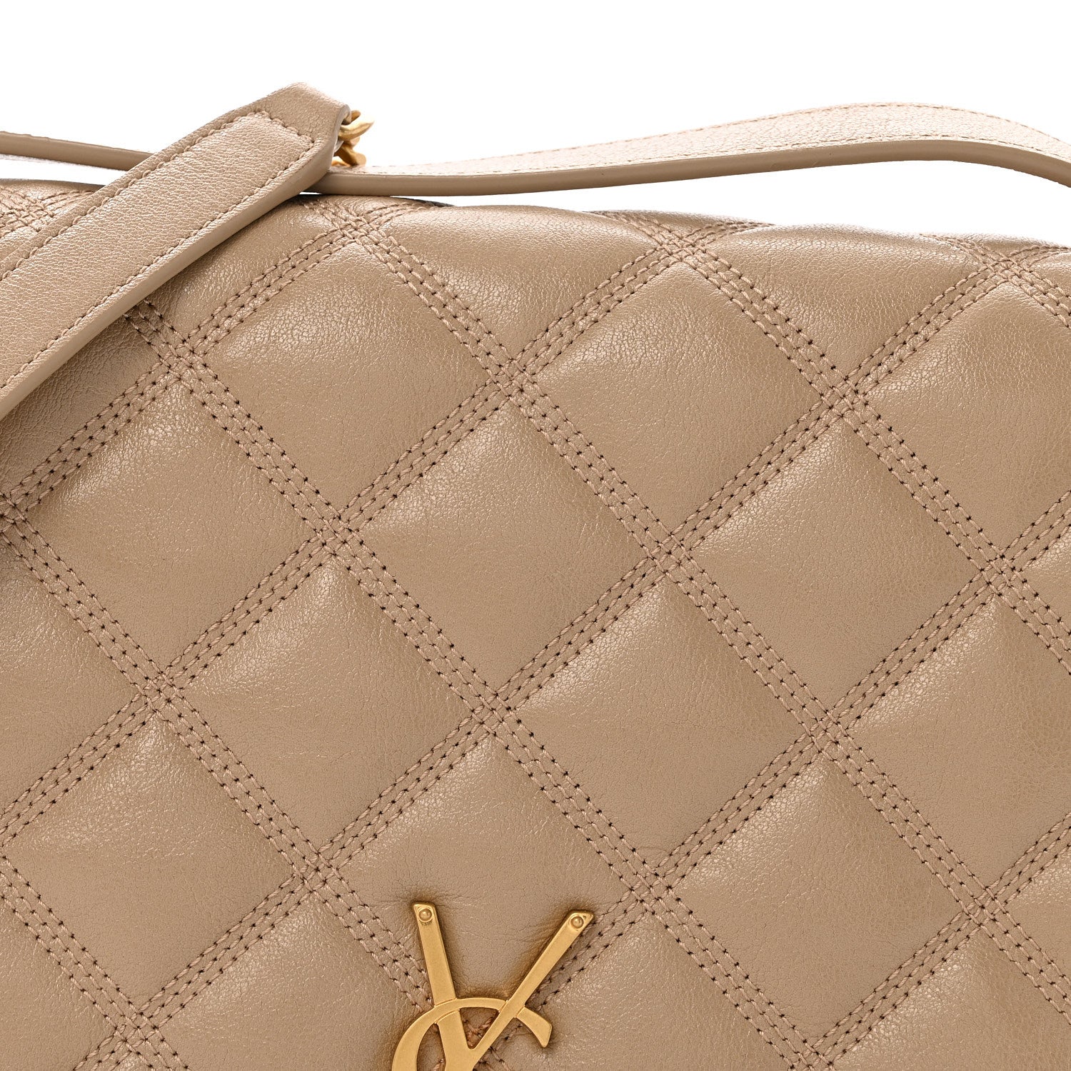 Saint Laurent Lambskin Quilted Mini Becky Chain Bag Dark Beige 8 of 15