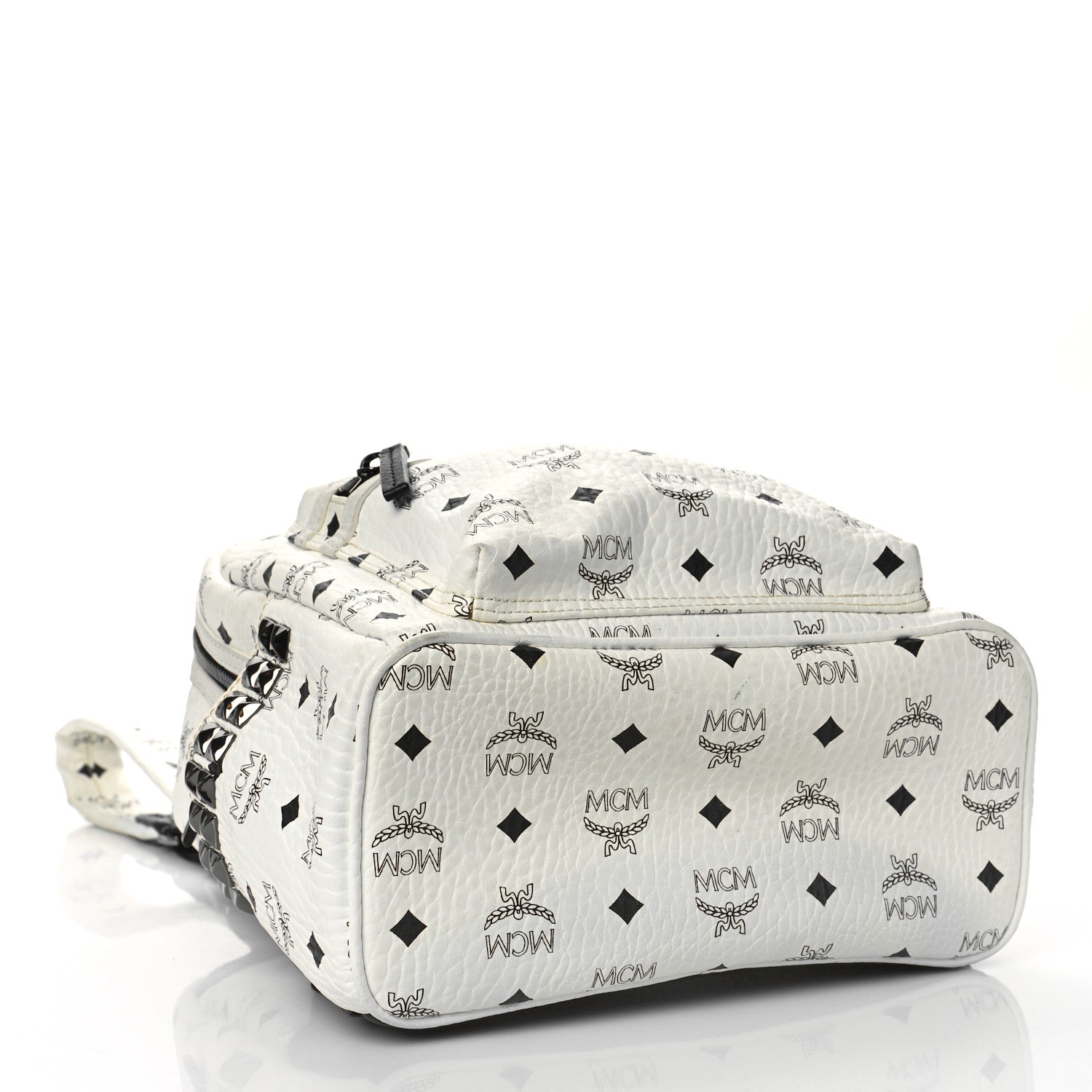 MCM Visetos Small Side Stud Stark Backpack White 4 of 9