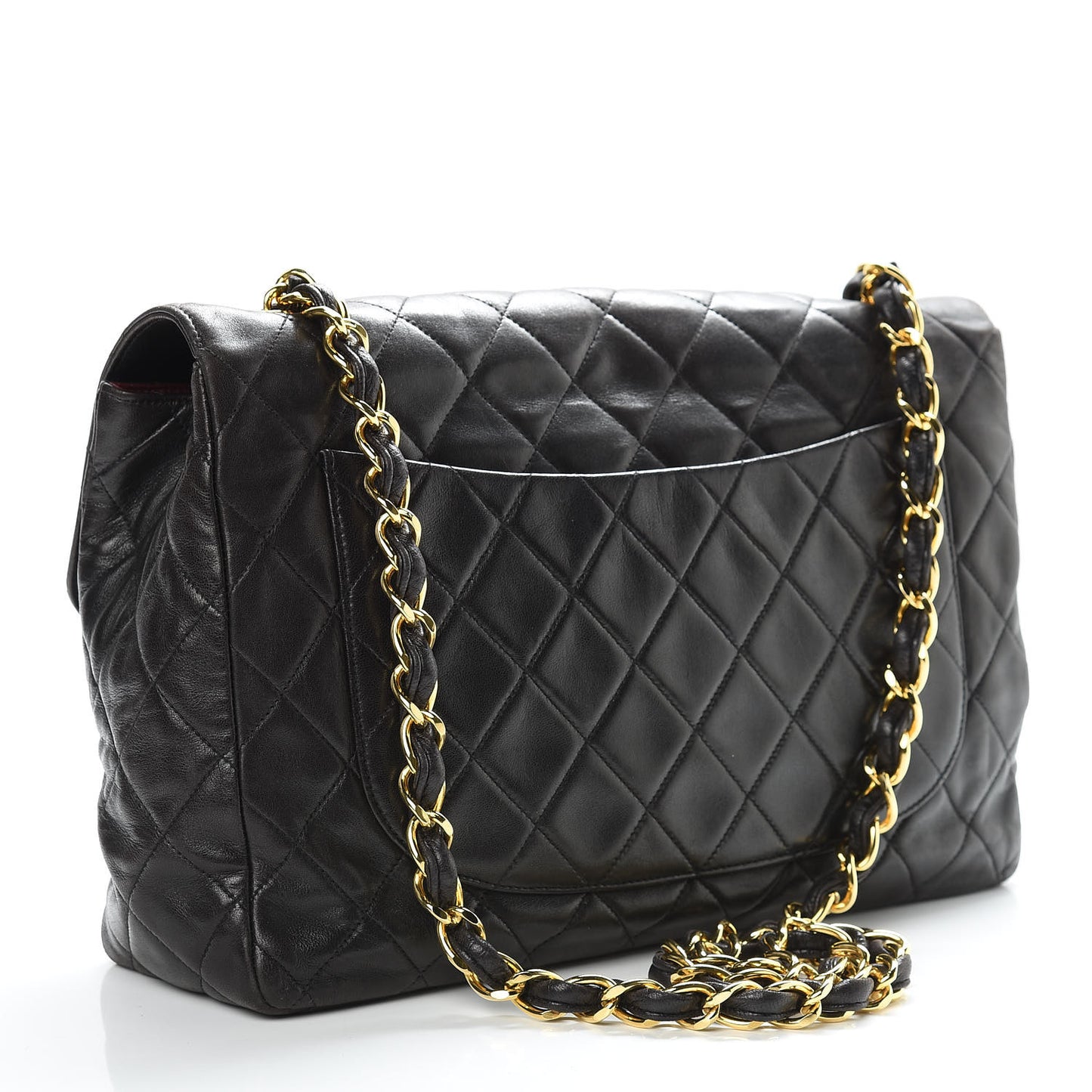 Lambskin Quilted Jumbo Single Flap Black
