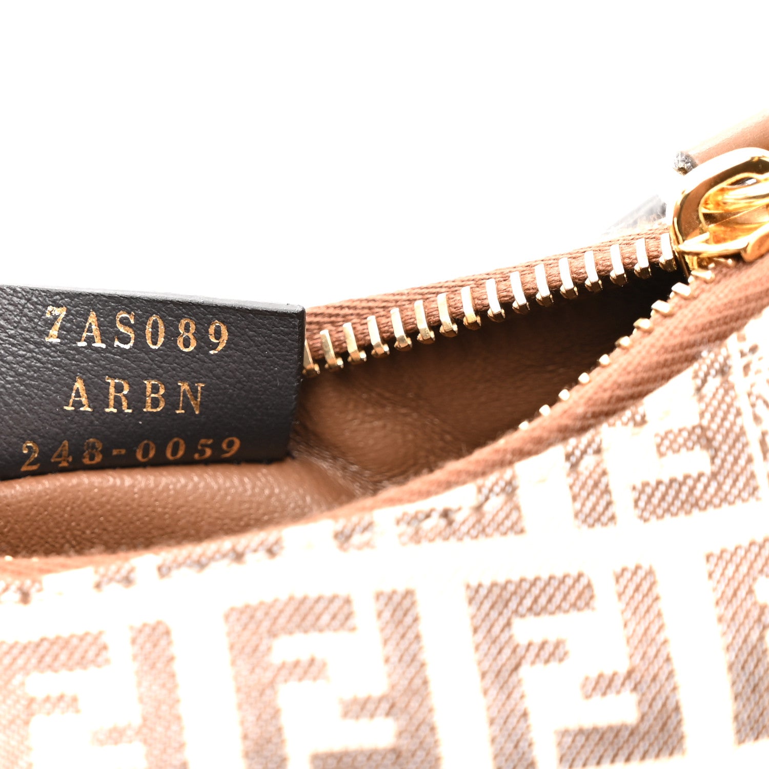 Fendi Fabric Jacquard FF 1974 Nano Fendigraphy Hobo Charm Beige 7 of 10