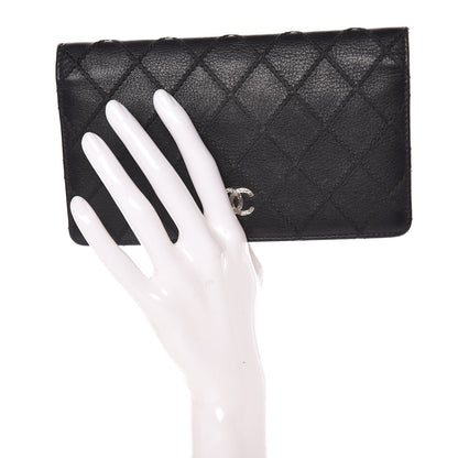 Chanel Calfskin Diamond Stitched Yen Wallet Black 2 of 14