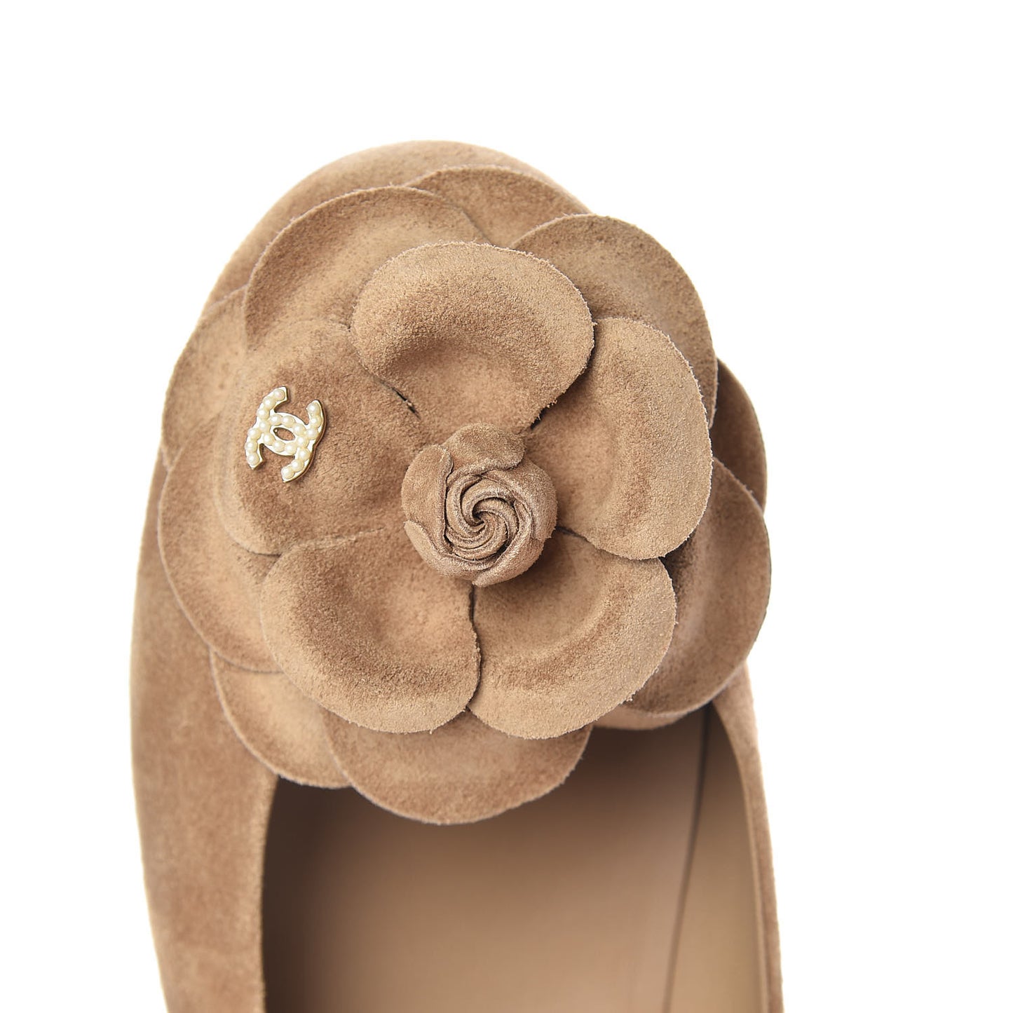 Suede Camellia CC Ballerina Flat 40.5 Beige