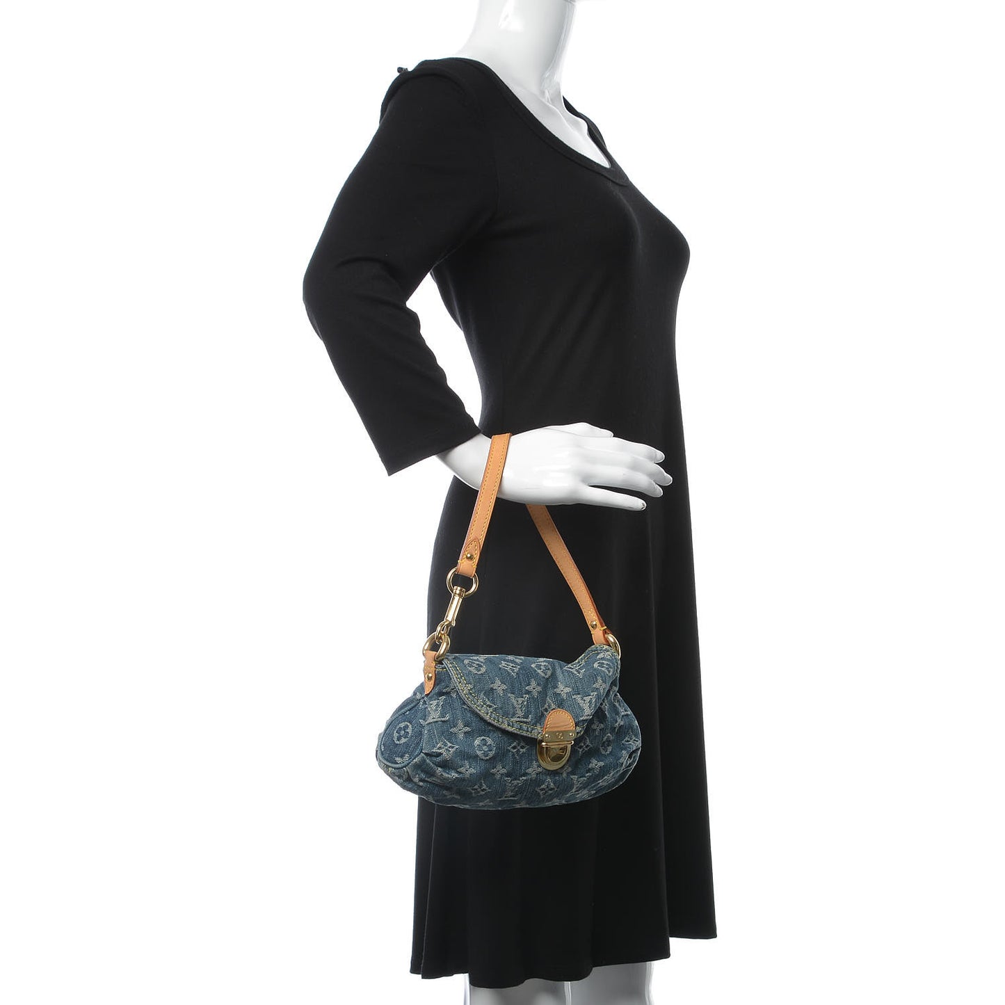 Monogram Denim Mini Pleaty Blue