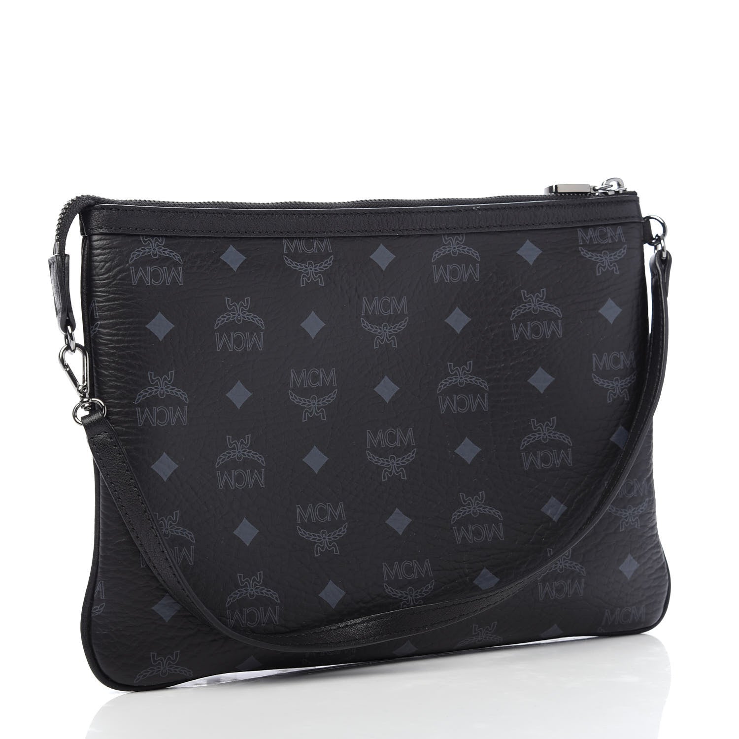 MCM Visetos Liz Shopper Tote Pouch Black 3 of 9