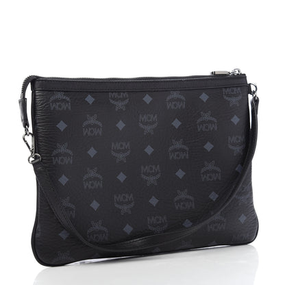 MCM Visetos Liz Shopper Tote Pouch Black 3 of 9