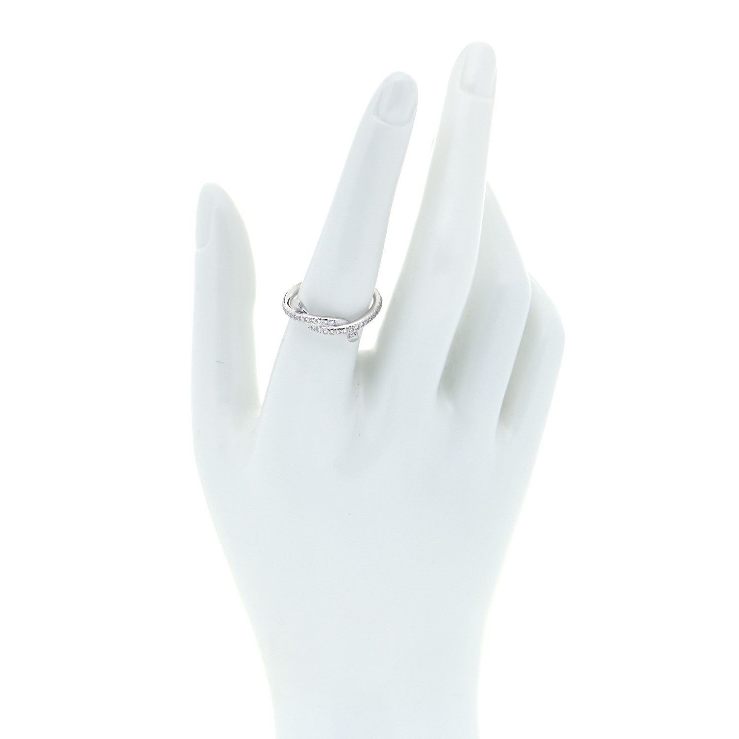Cartier 18K White Gold Diamond Entrelaces Ring 57 8 2 of 7