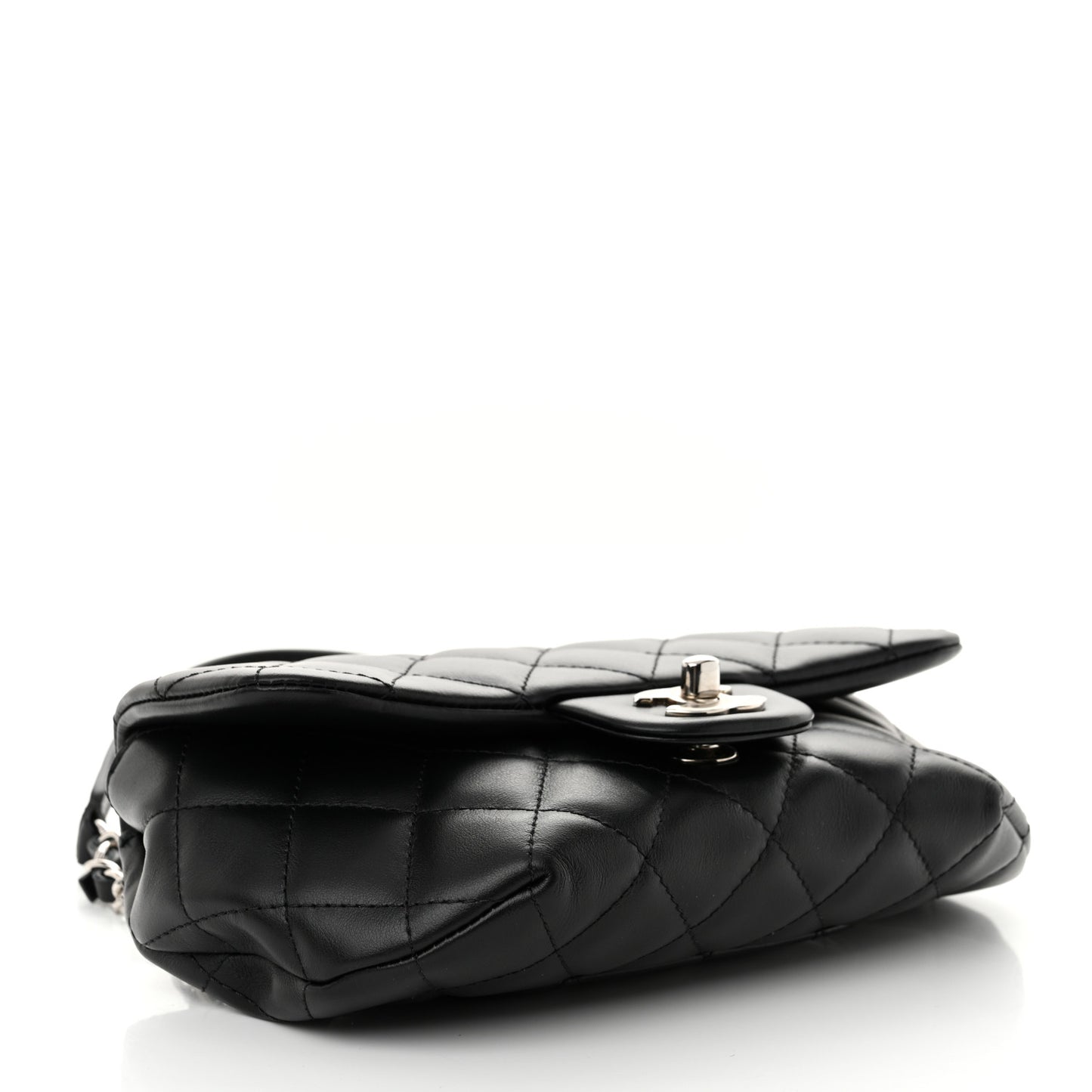 Calfskin Quilted CC Uniform Flap Belt Bag Black