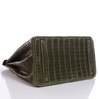 Hermes Matte Porosus Crocodile Birkin 40 Vert Olive 4 of 13