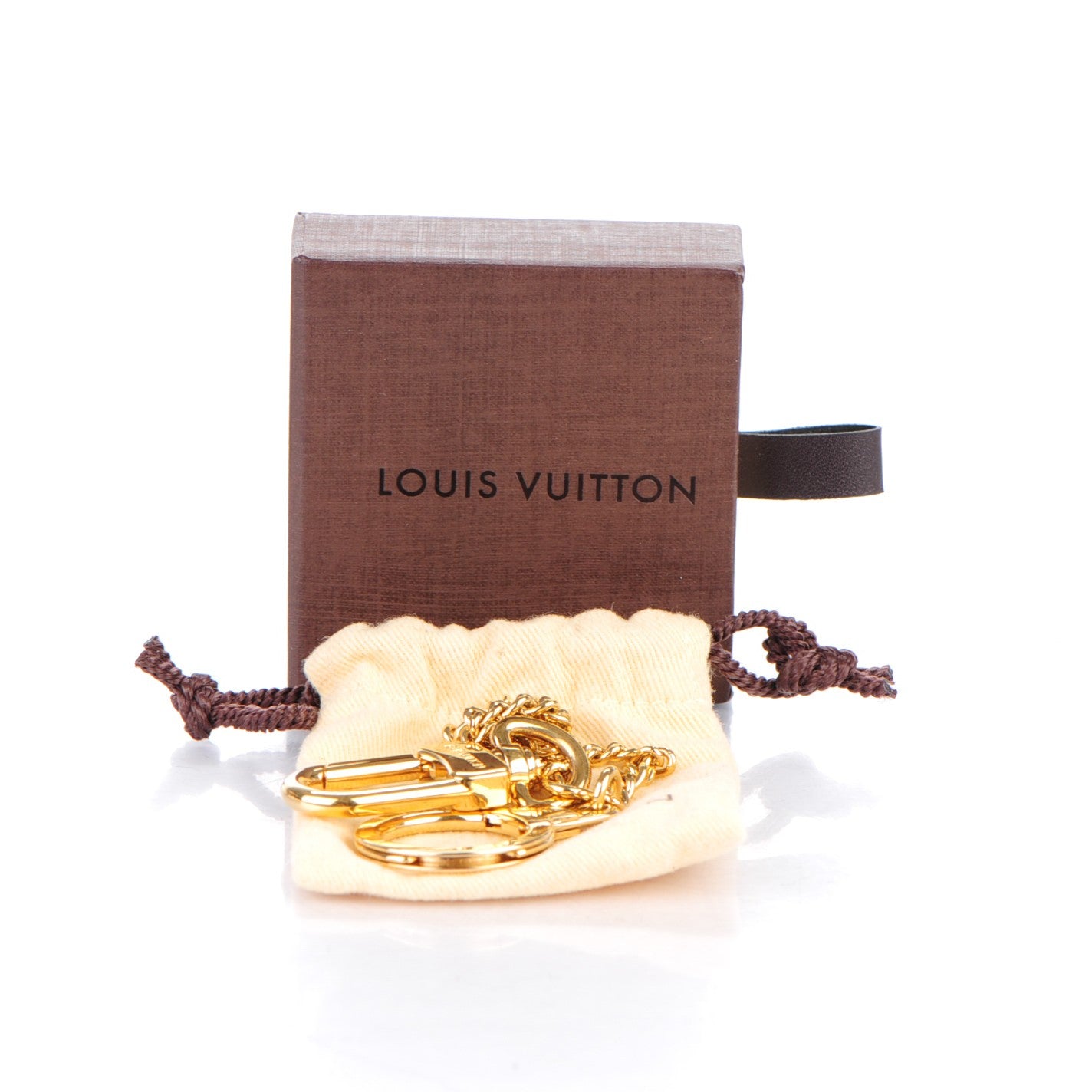 Louis Vuitton Metal Pochette Extender Key Ring Chain Gold 5 of 5