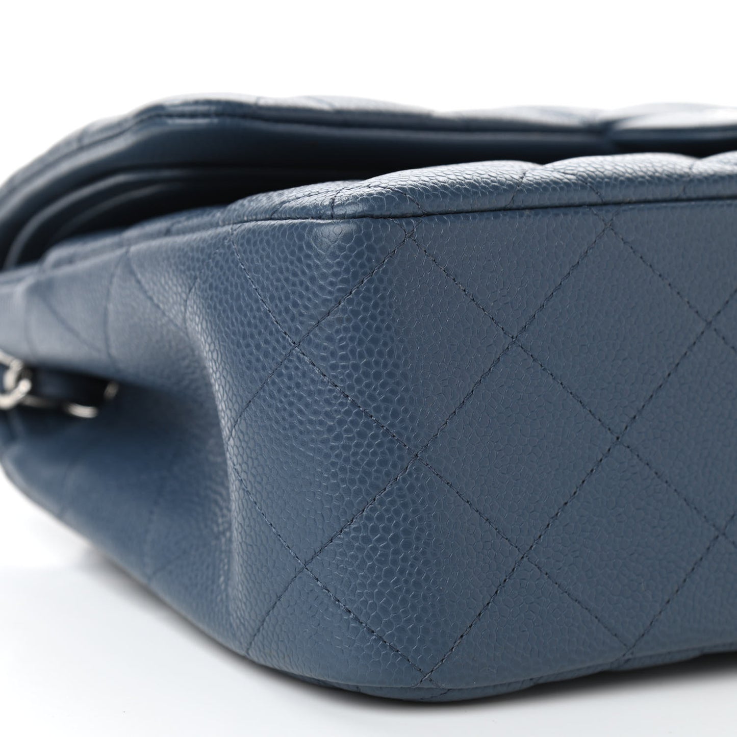 Caviar Quilted Jumbo Double Flap Navy Blue