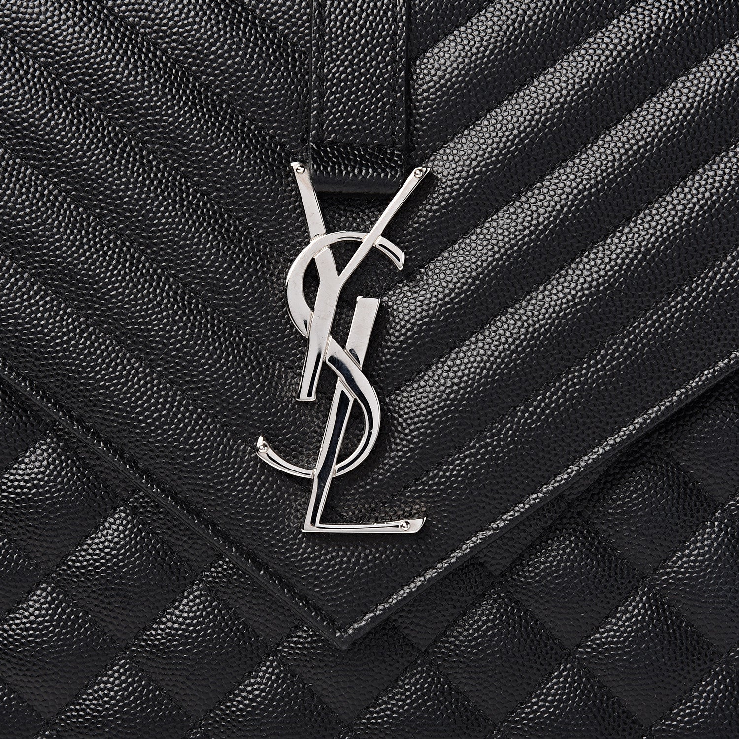Saint Laurent Grain De Poudre Large Tri-Quilt Monogram Satchel Black 10 of 10