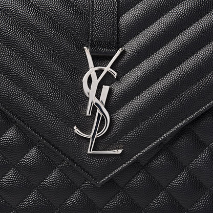 Saint Laurent Grain De Poudre Large Tri-Quilt Monogram Satchel Black 10 of 10