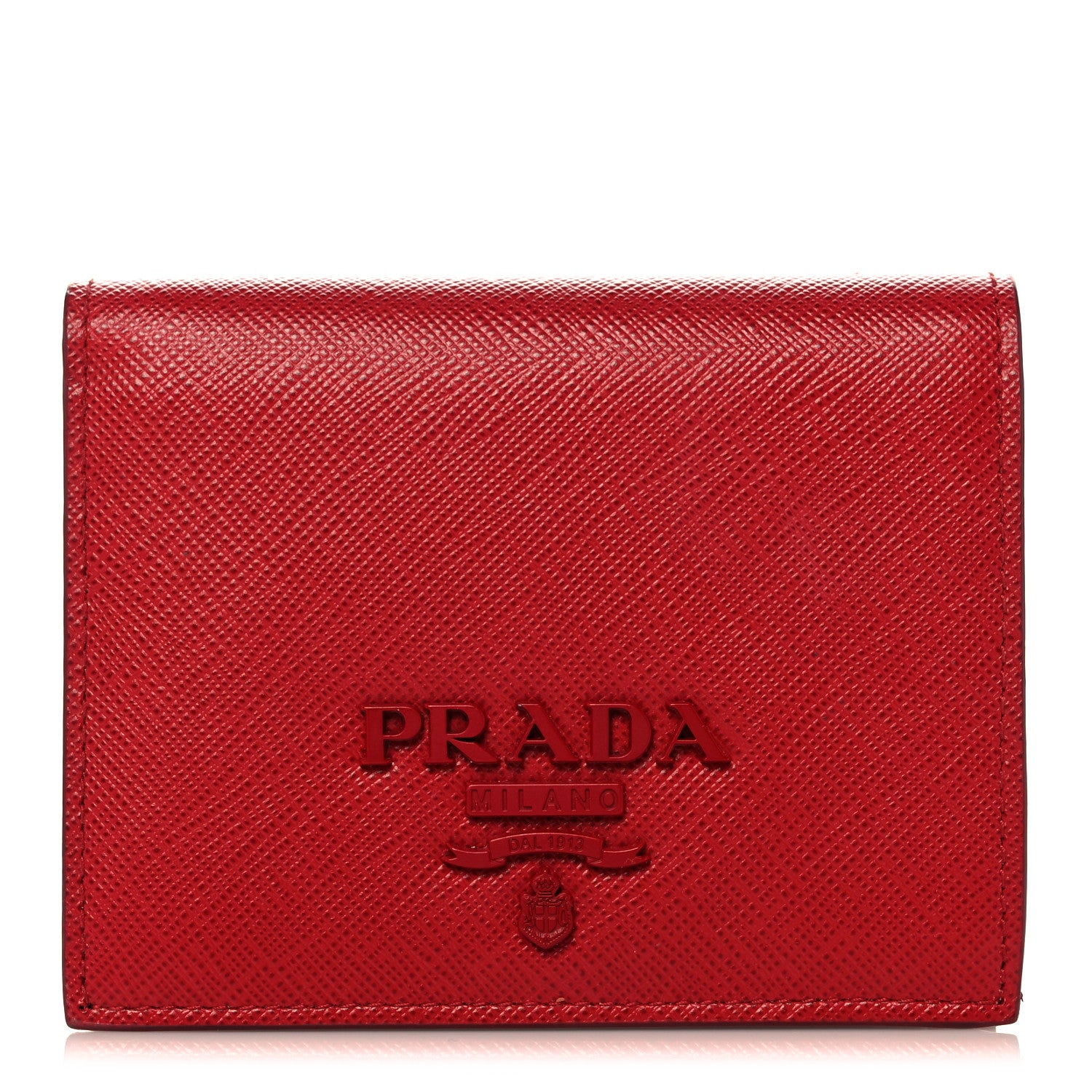 Prada Saffiano Monochrome Bi-Fold Wallet Fuoco 1 of 6