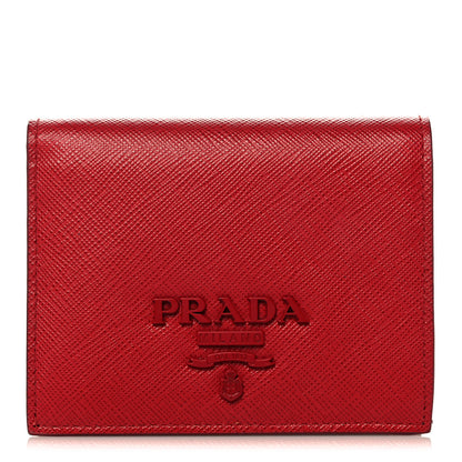 Prada Saffiano Monochrome Bi-Fold Wallet Fuoco 1 of 6