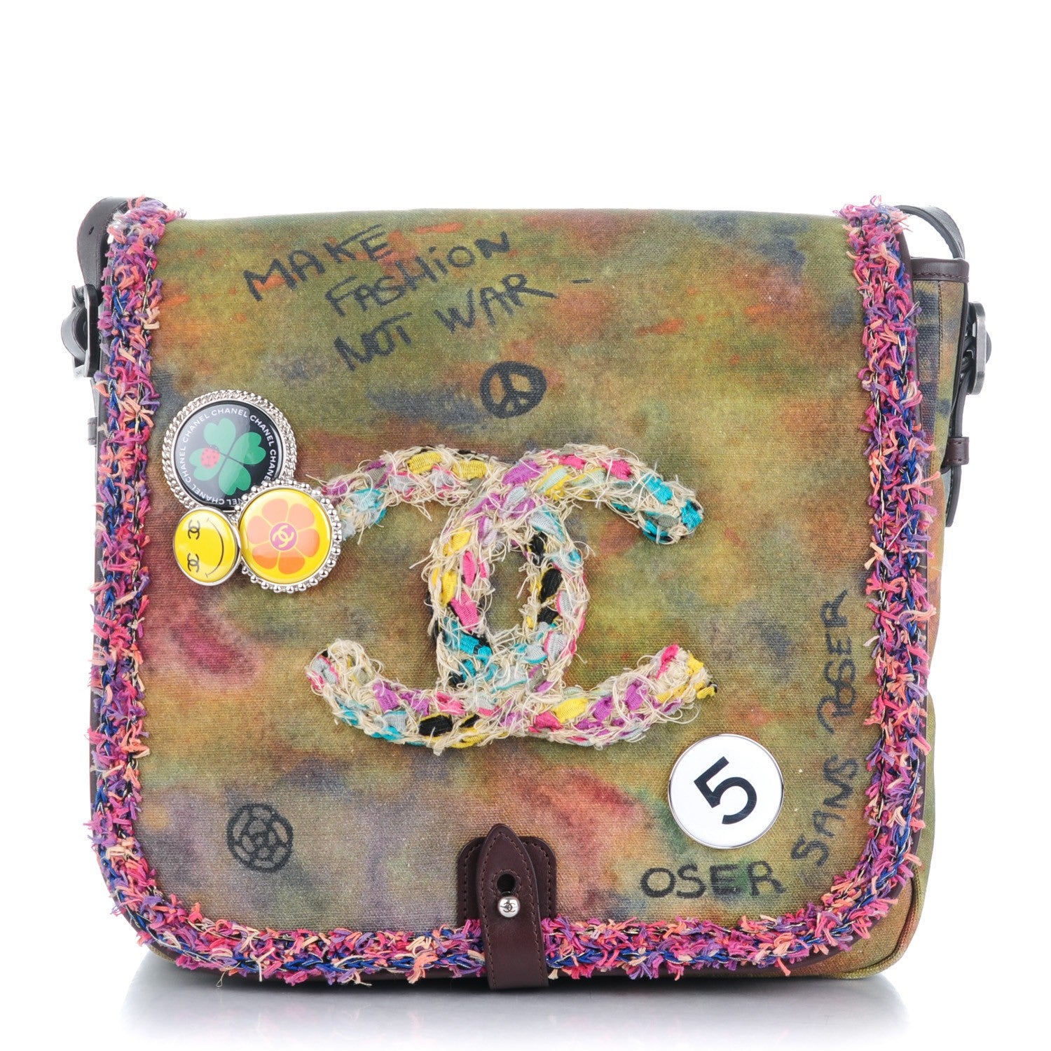Chanel Washed Toile Graffiti On The Pavements Messenger Khaki Multicolor 1 of 7