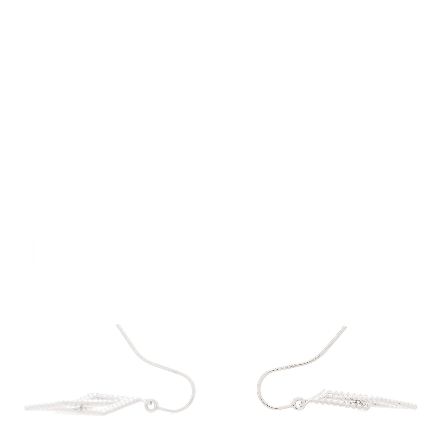 18K White Gold Double Beaded Square Drop Earrings