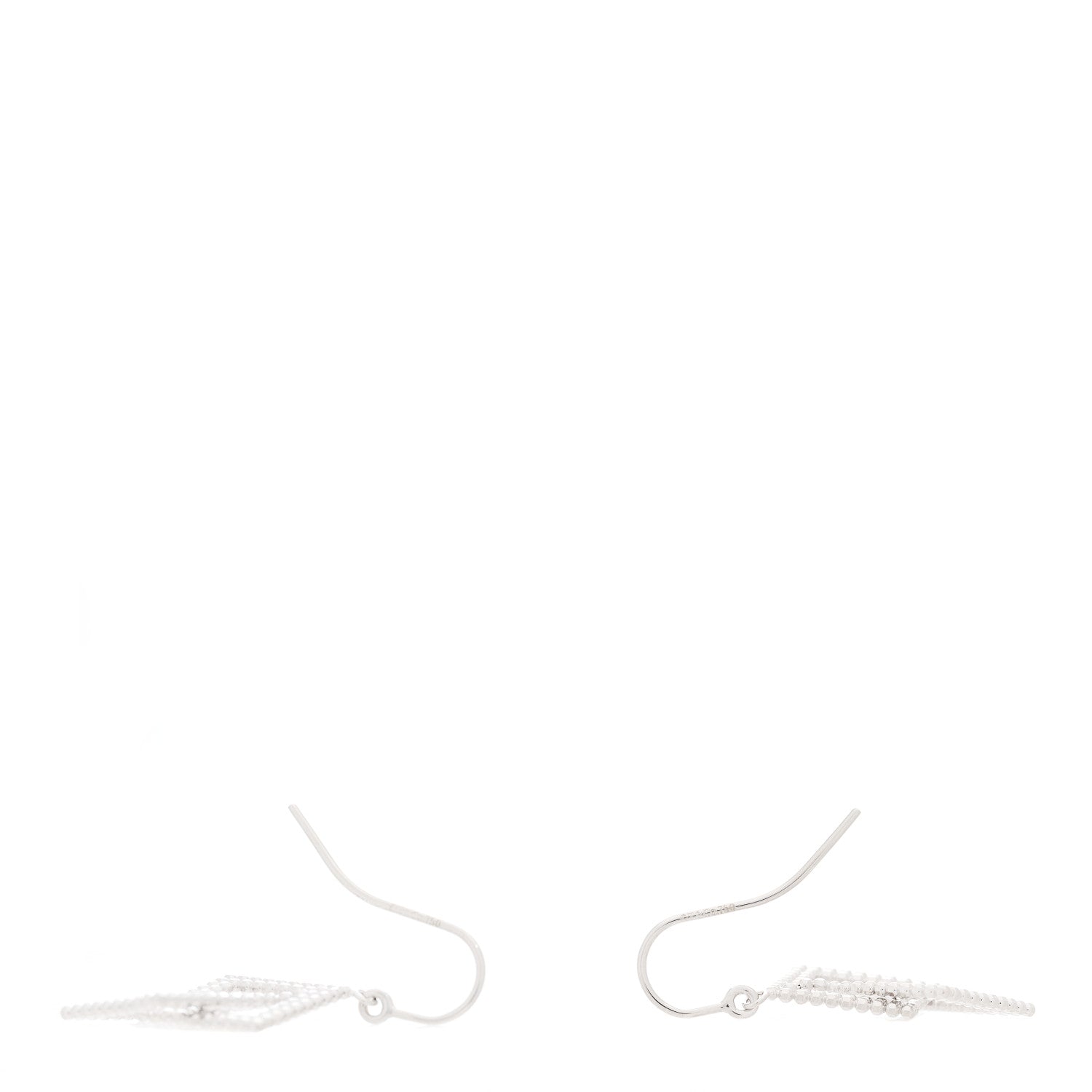 Tiffany 18K White Gold Double Beaded Square Drop Earrings 4 of 4