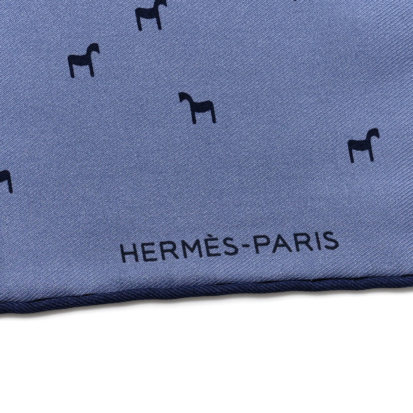 Silk Jigsaw Horse Pocket Square Scarf 45 Marine Bleu Moyen Ciel