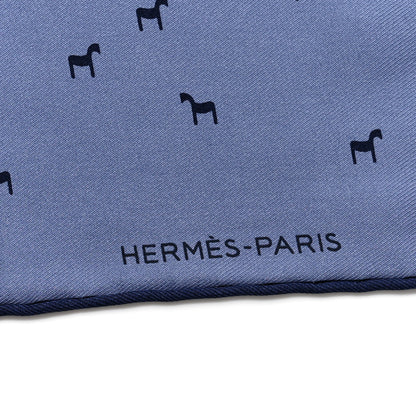 Hermes Silk Jigsaw Horse Pocket Square Scarf 45 Marine Bleu Moyen Ciel 2 of 4