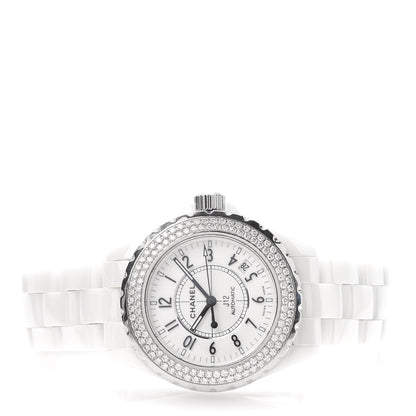 Chanel Stainless Steel Ceramic Diamond Pave Bezel 38mm J12 Automatic Watch White 3 of 6