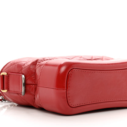 Chanel Aged Calfskin Quilted Small Gabrielle Logo Hobo Red 9 of 10