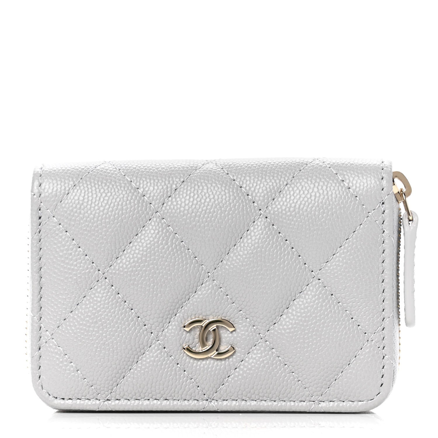 Chanel Caviar Quilted Zip Coin Purse Grey 1 of 5