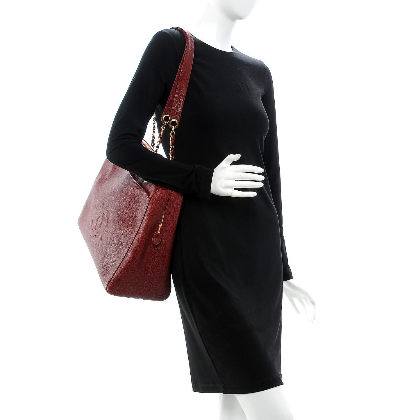 Caviar Large CC Shoulder Bag Red