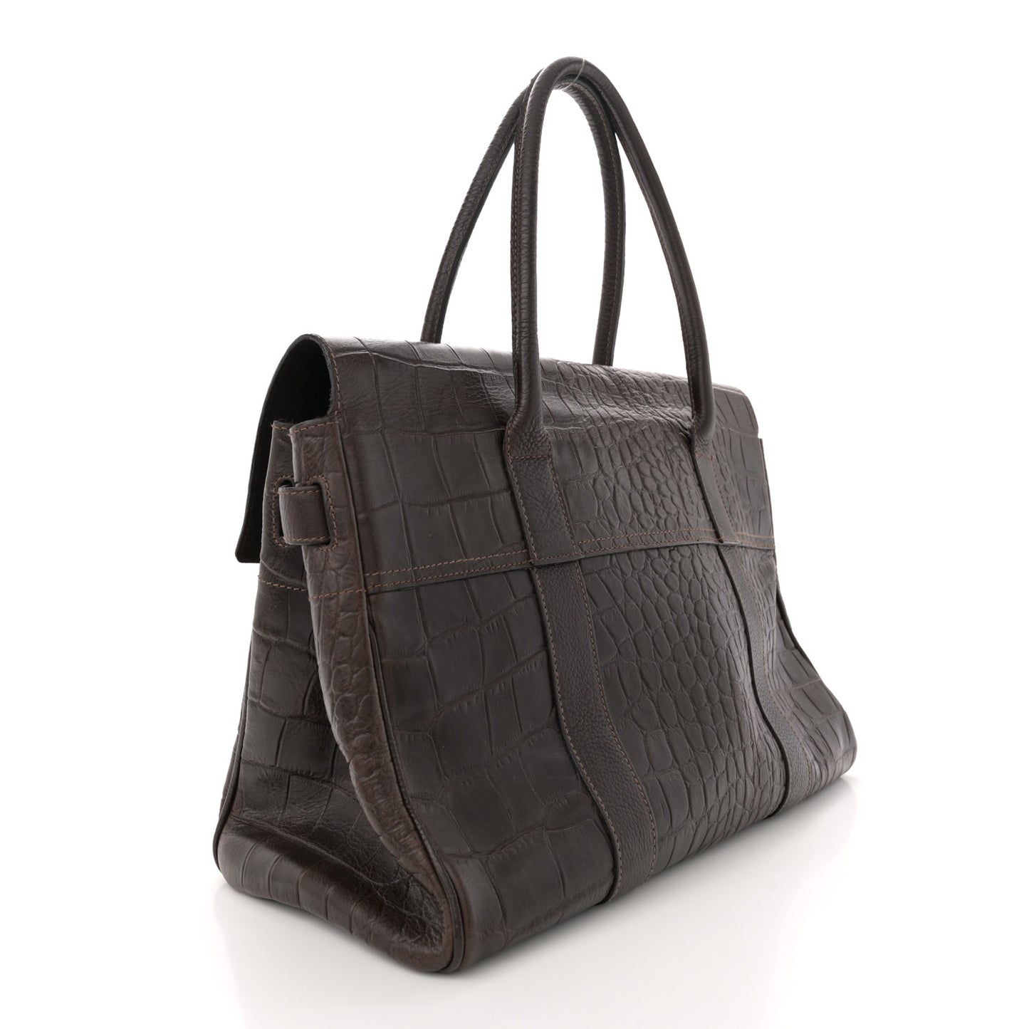 Calfskin Crocodile Embossed Bayswater Brown