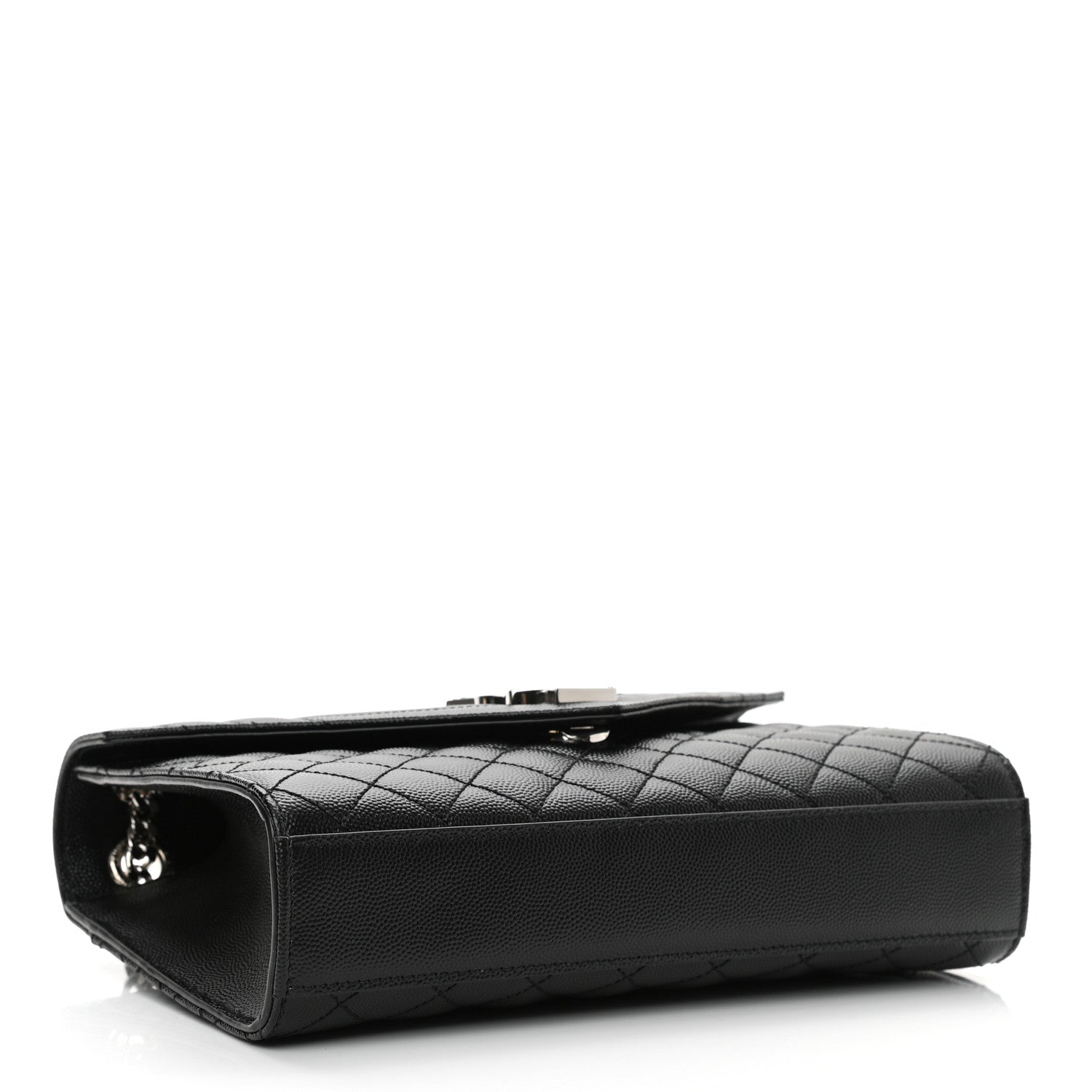Saint Laurent Grain De Poudre Textured Mixed Matelasse Triquilt Medium Monogram Satchel Black 4 of 10
