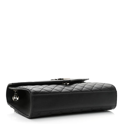 Saint Laurent Grain De Poudre Textured Mixed Matelasse Triquilt Medium Monogram Satchel Black 4 of 10