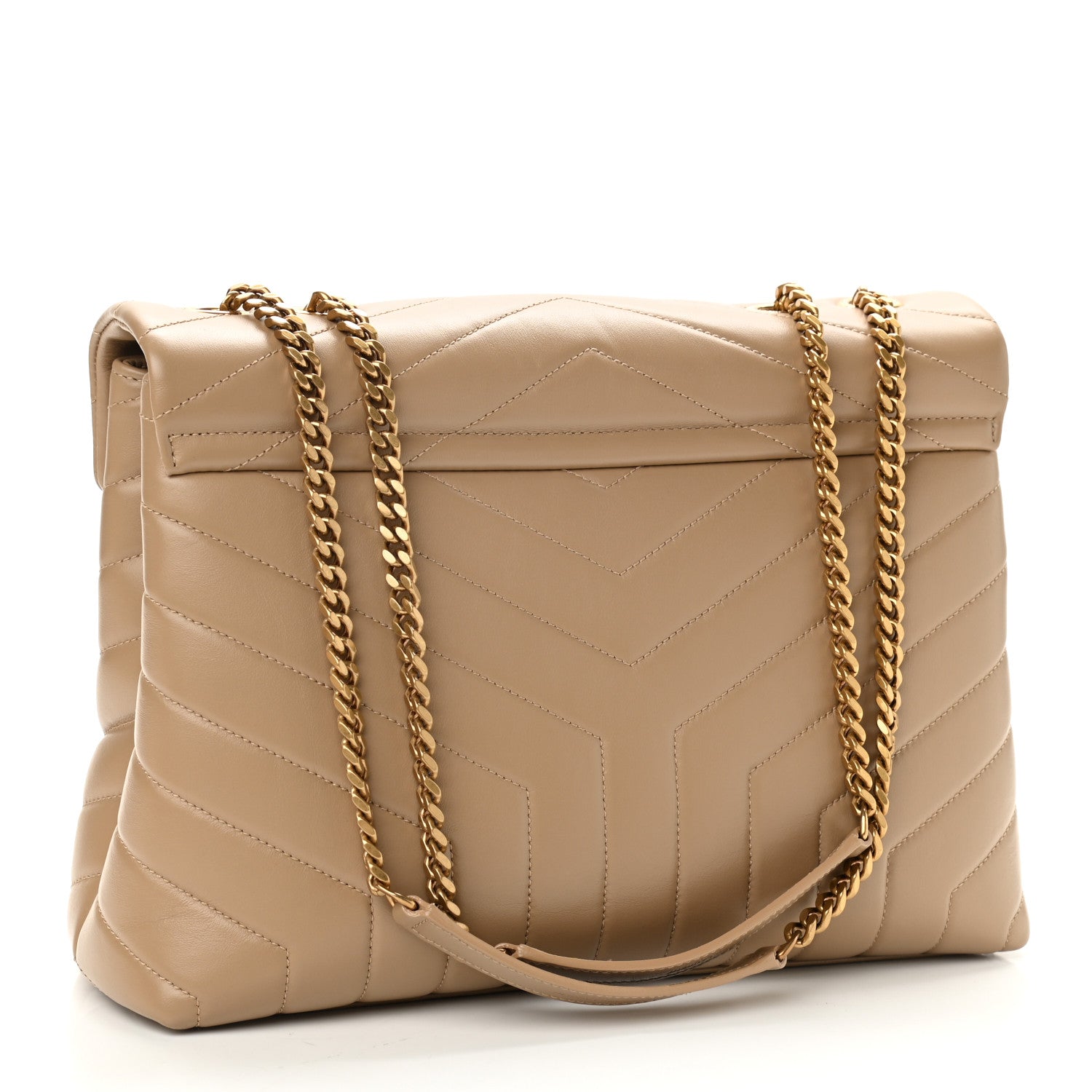 Saint Laurent Calfskin Y Quilted Monogram Medium Loulou Chain Satchel Dark Latte 3 of 11